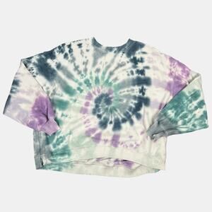 American Eagle Tie Dye Cropped Sweatshirt Oversized XS Boho